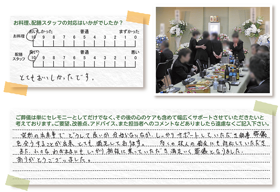 葛西 心和ホール 家族葬 お客様の声