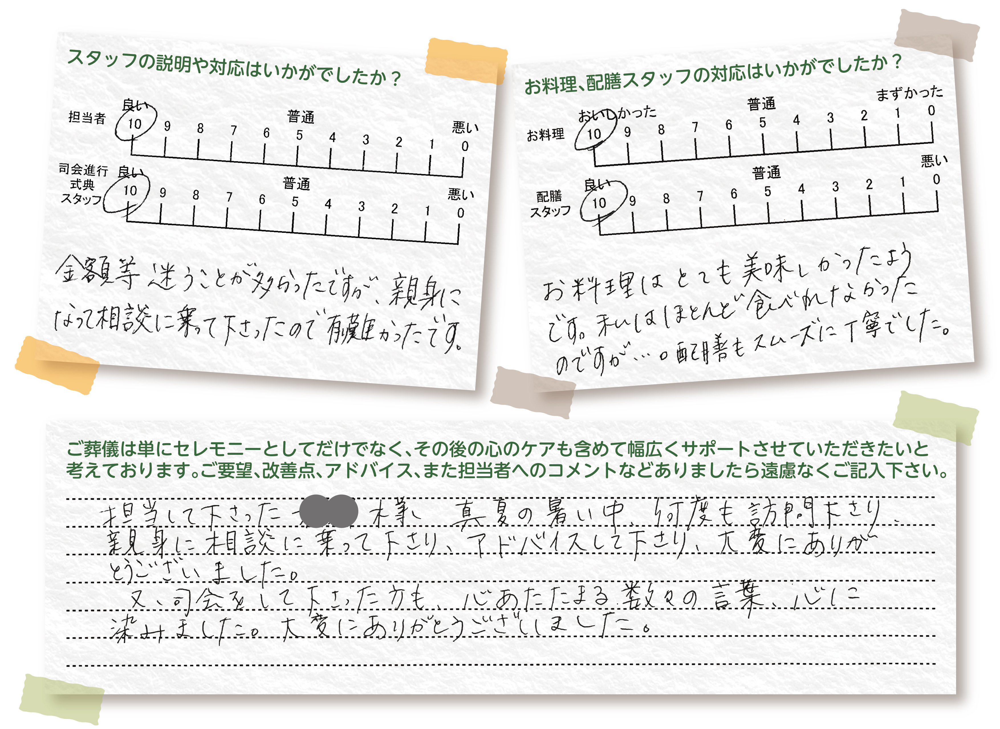椿中央会館 家族葬 お客様の声